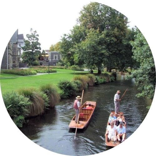 Boating on the Avon River in Christchurch