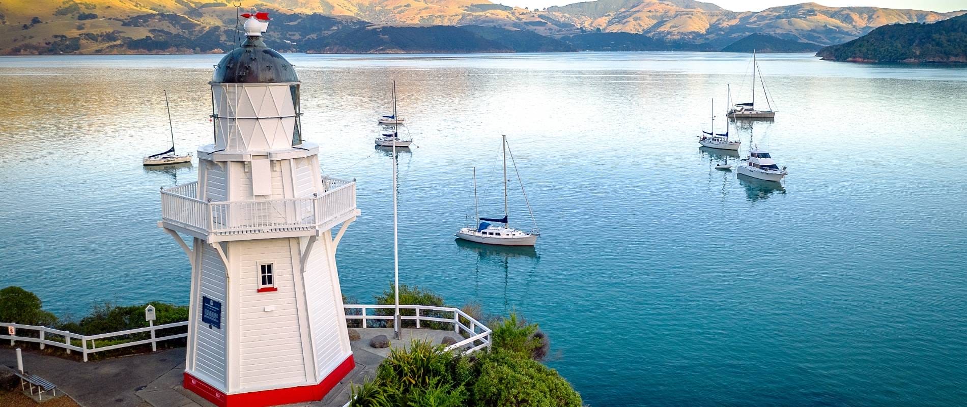 Lighthouse and Britomart Monument Akaroa